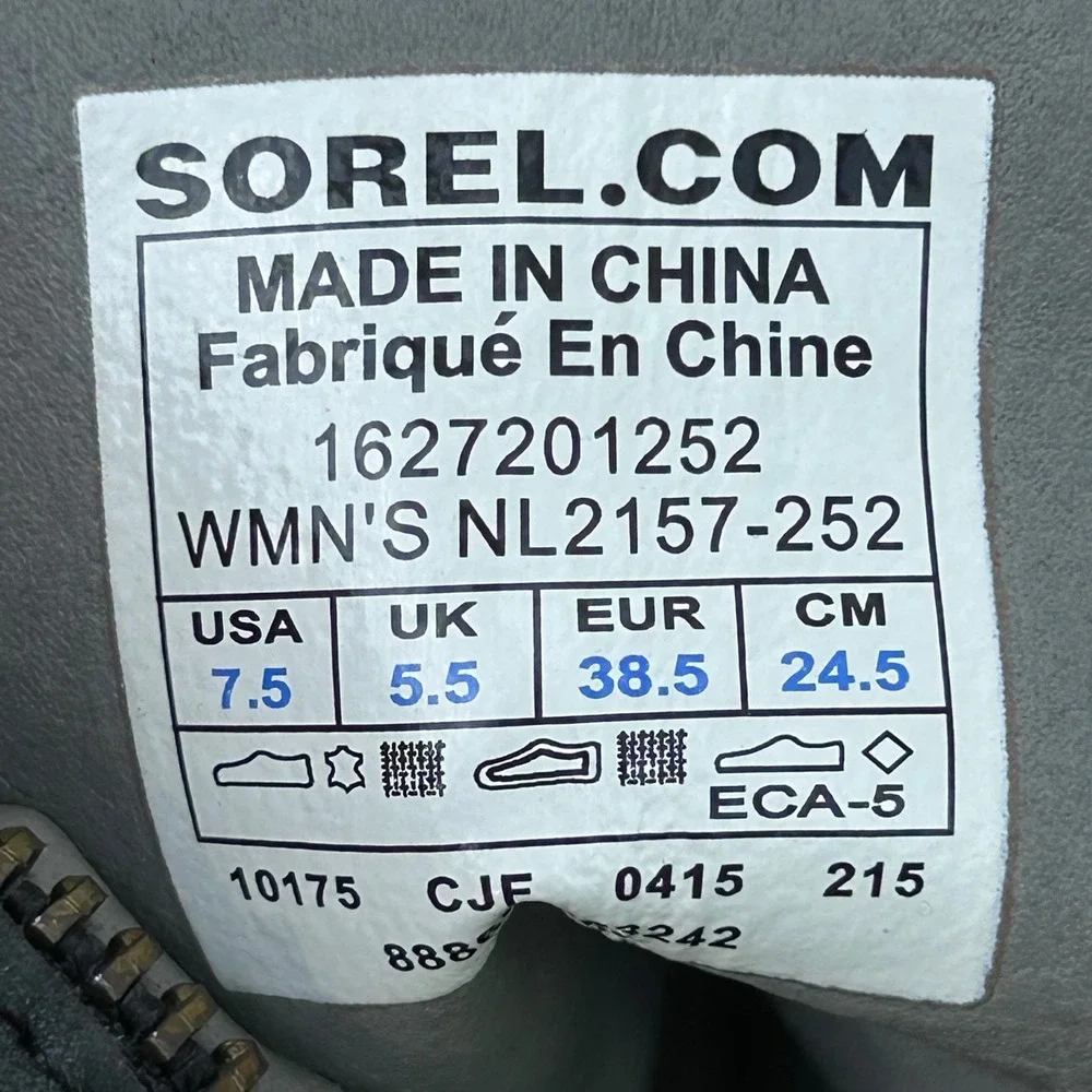 Sorel Major Carly Leather Canvas Boots Black Grill NL2157-252 Womens 7.5 - Picture 8 of 8